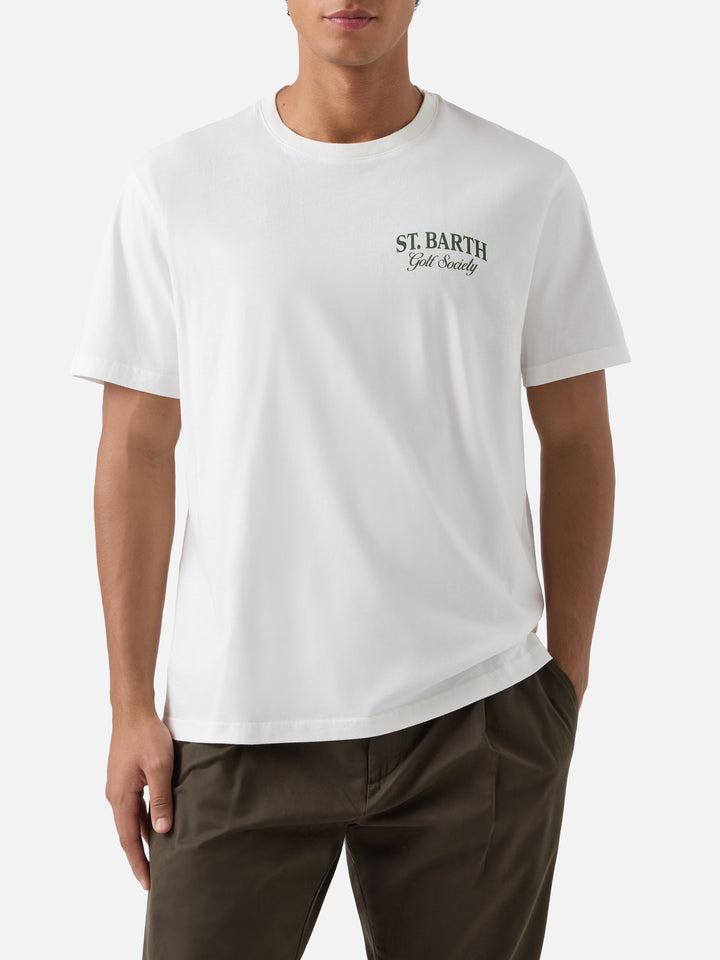 T-shirt Arnott off white in cotone organico con stampa Golf Society