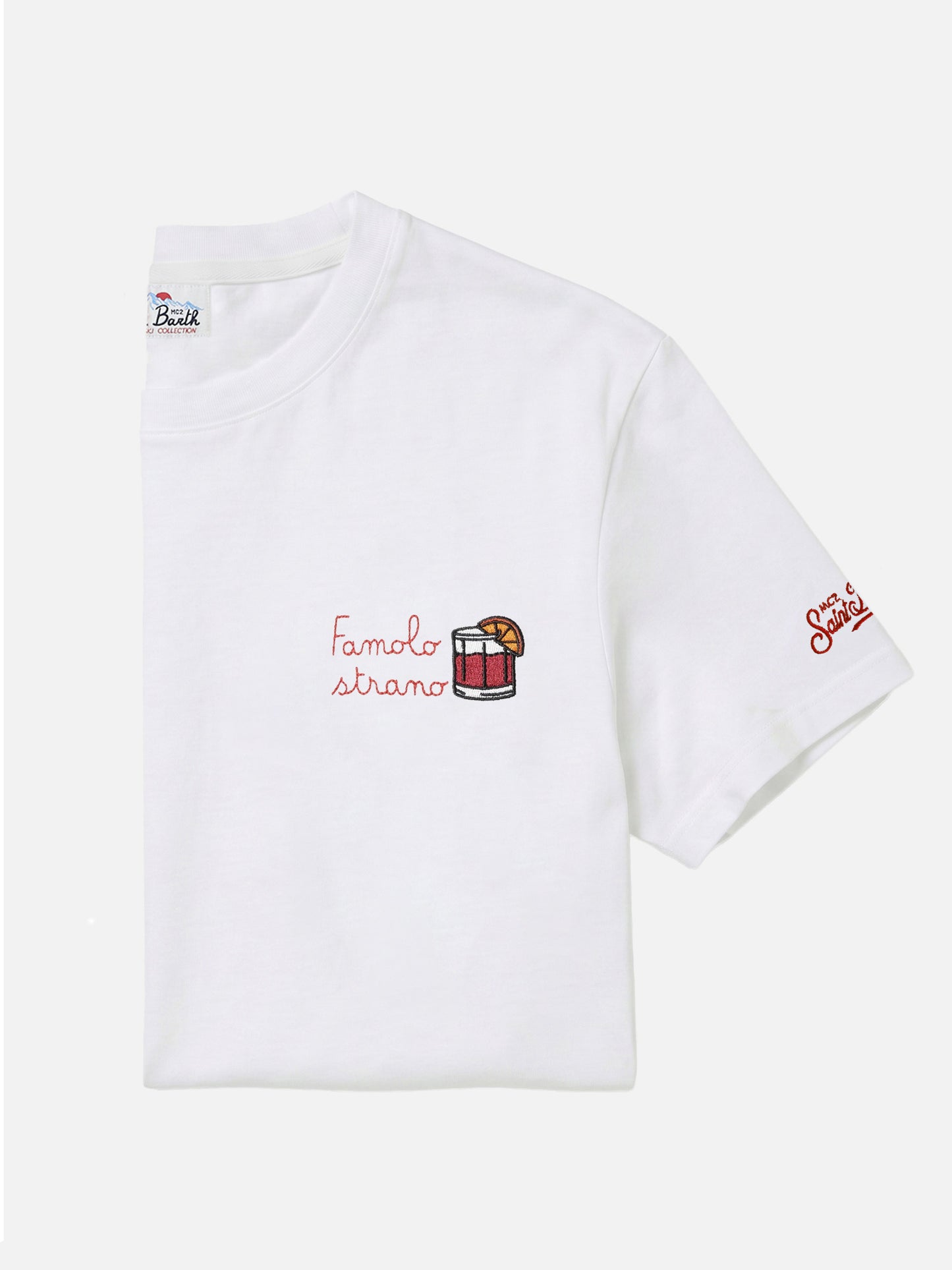 T-shirt en coton Arnott blanc avec broderie Famolo Strano 