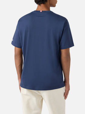 T-shirt Arnott in cotone blu con ricamo Gin Club