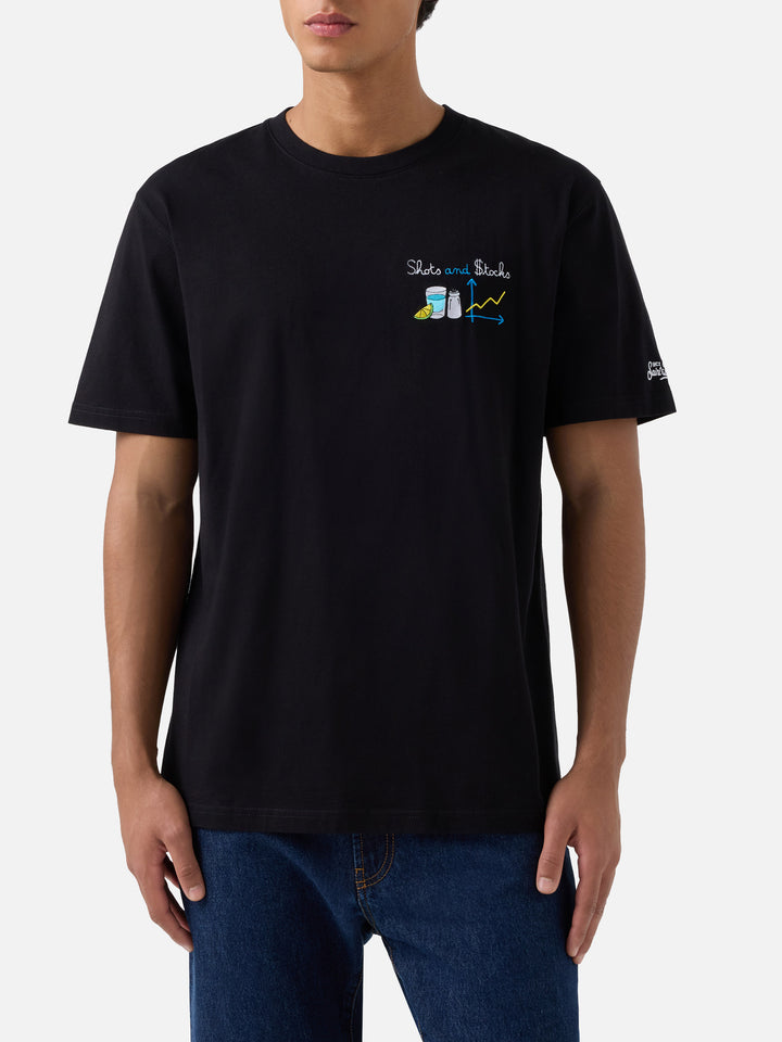 T-shirt Arnott noir avec broderie Shots and $tocks 