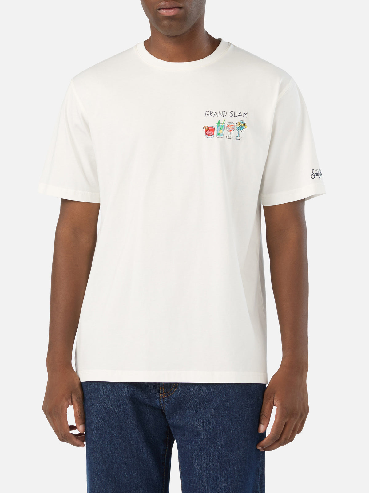 Off white Arnott cotton t-shirt with Grand Slam embroidery