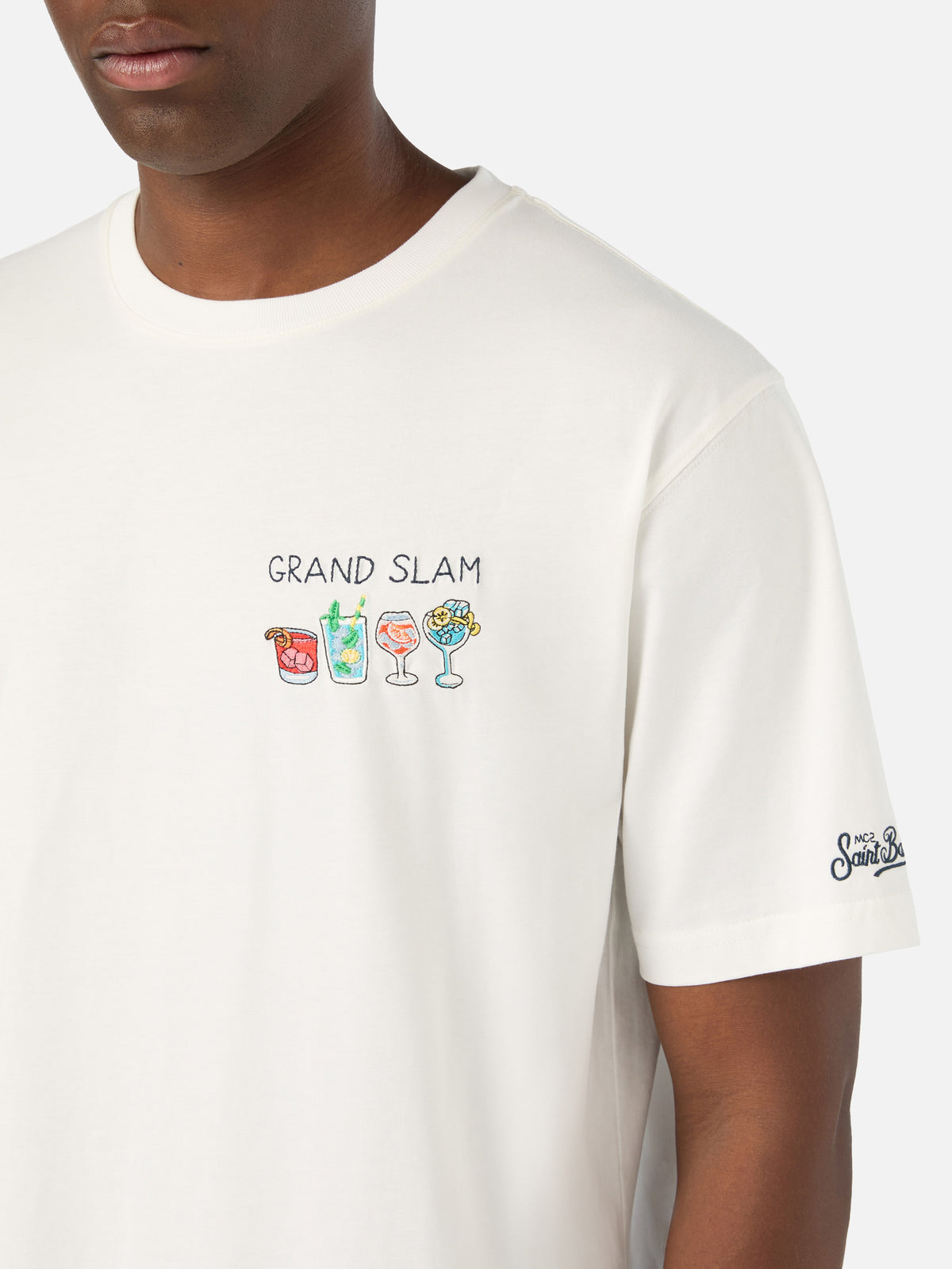 Off white Arnott cotton t-shirt with Grand Slam embroidery