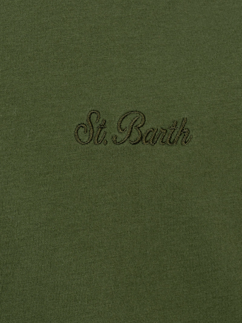 T-shirt da uomo verde militare Arnott con ricamo St. Barth