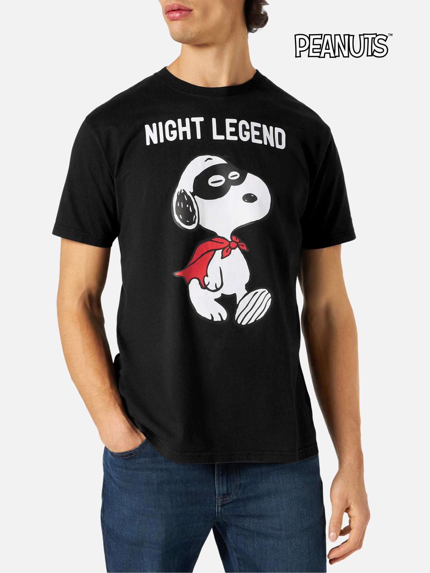 Herren-T-Shirt aus Baumwolle mit Snoopy-Nacht-Legende-Aufdruck | SNOOPY – PEANUTS™ SONDEREDITION