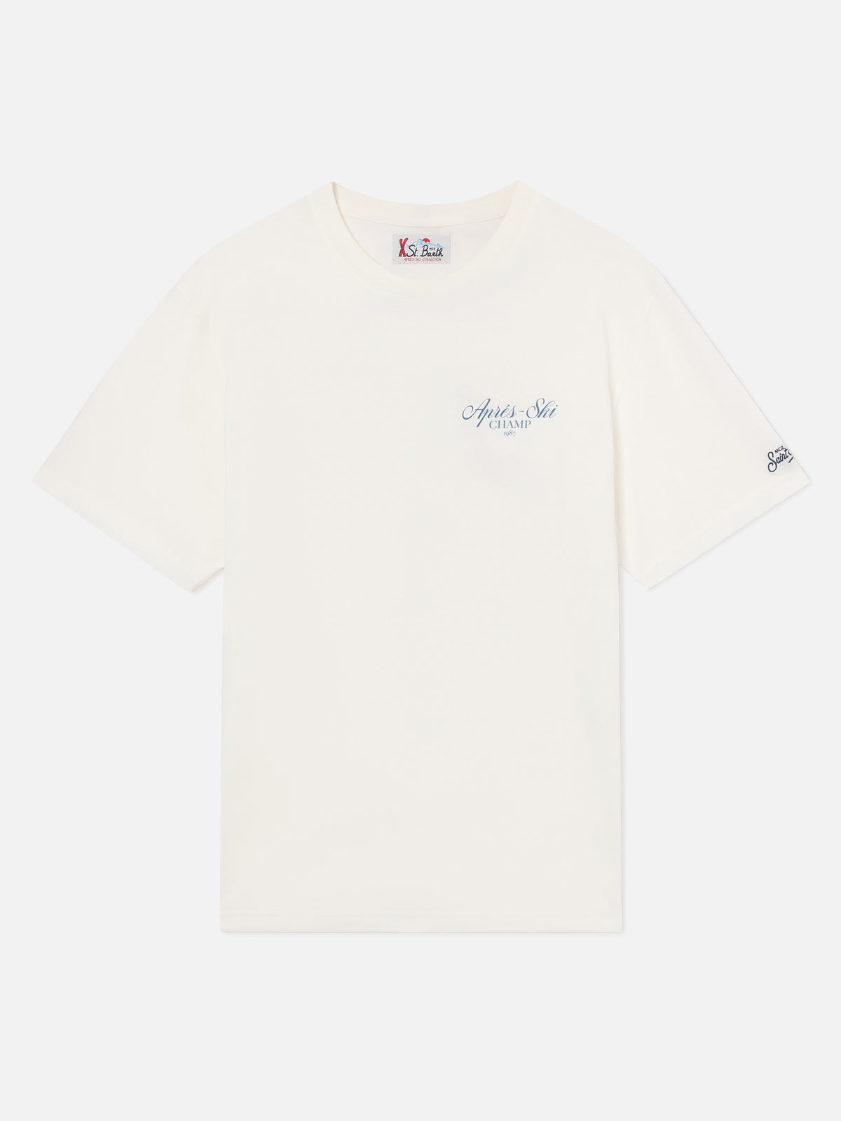 White Arnott Warm cotton t-shirt with back Après Ski Champ print