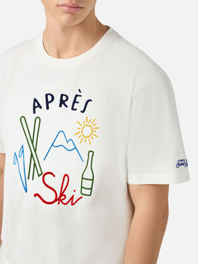 Arnott Warm Winter-Baumwoll-T-Shirt in Weiß mit Après-Ski-Stickerei