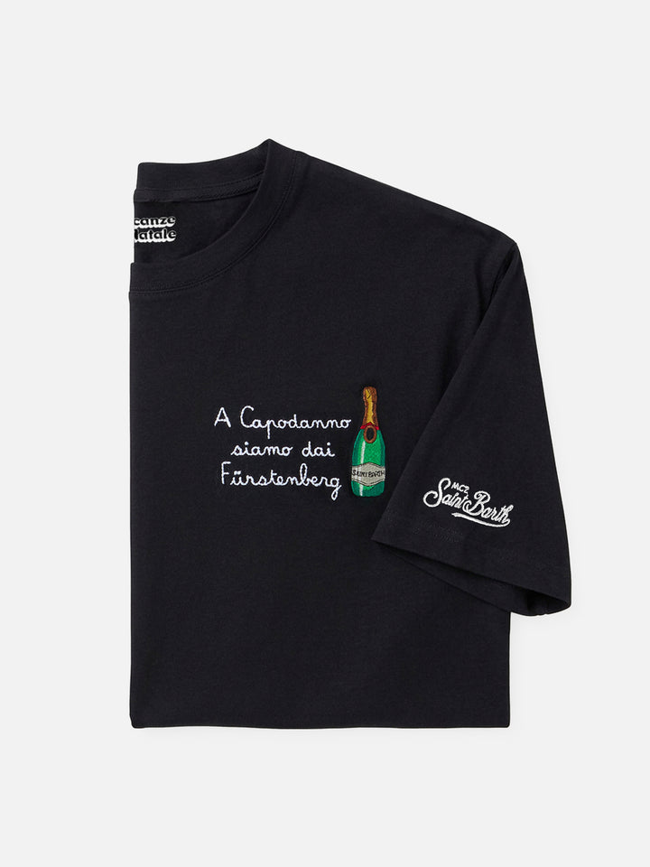 Winter-Baumwoll-T-Shirt Arnott Warm mit Dai Fürstengberg-Stickerei | VACANZE DI NATALE SONDERAUSGABE