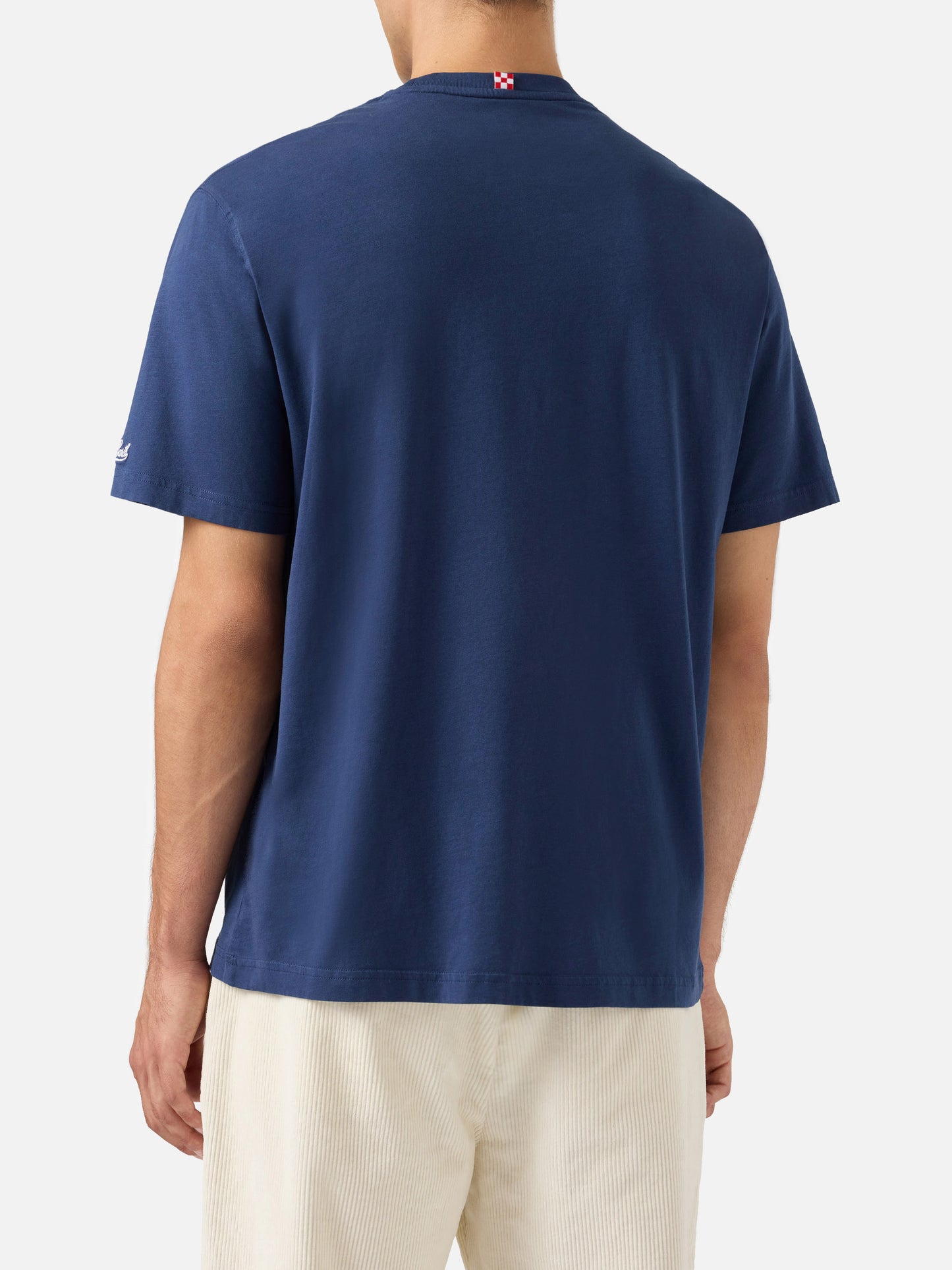 Arnott Warm winter cotton T-shirt in blue with Bel temp… embroidery | VACANZE DI NATALE SPECIAL EDITION