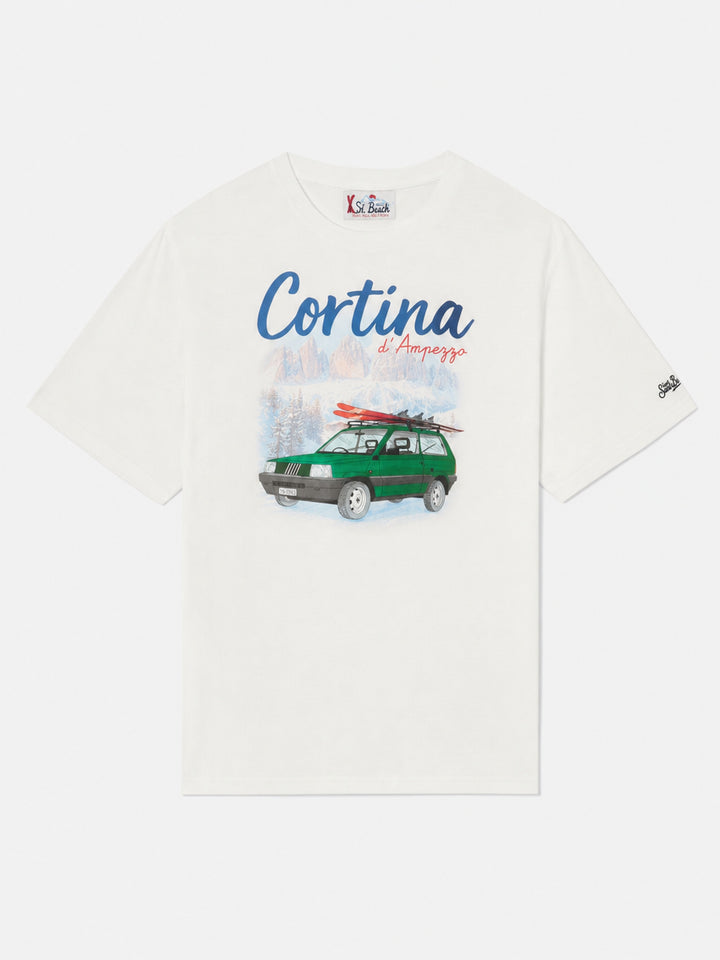 T-shirt Arnott Warm bianco panna con stampa Panda Cortina | Special Edition