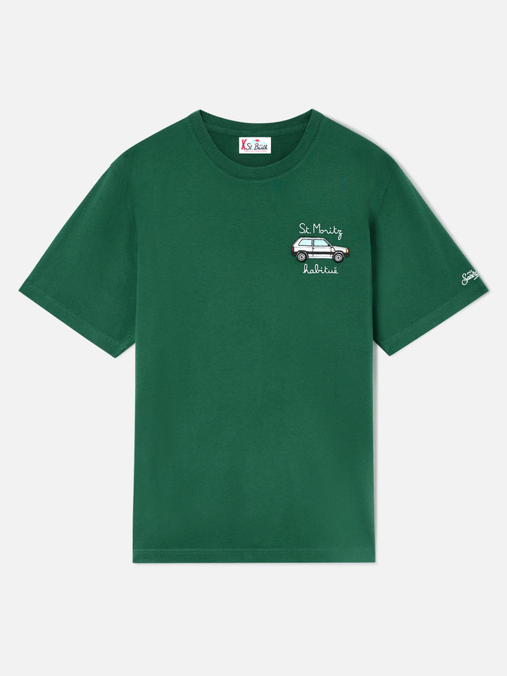 T-shirt Arnott Warm verde in cotone con ricamo St. Moritz Habitué | Special edition