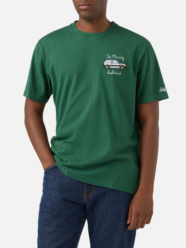 T-shirt Arnott Warm verde in cotone con ricamo St. Moritz Habitué | Special edition
