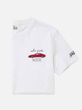 T-shirt à col rond Arnott blanc avec broderie Solo Piste Rosse 