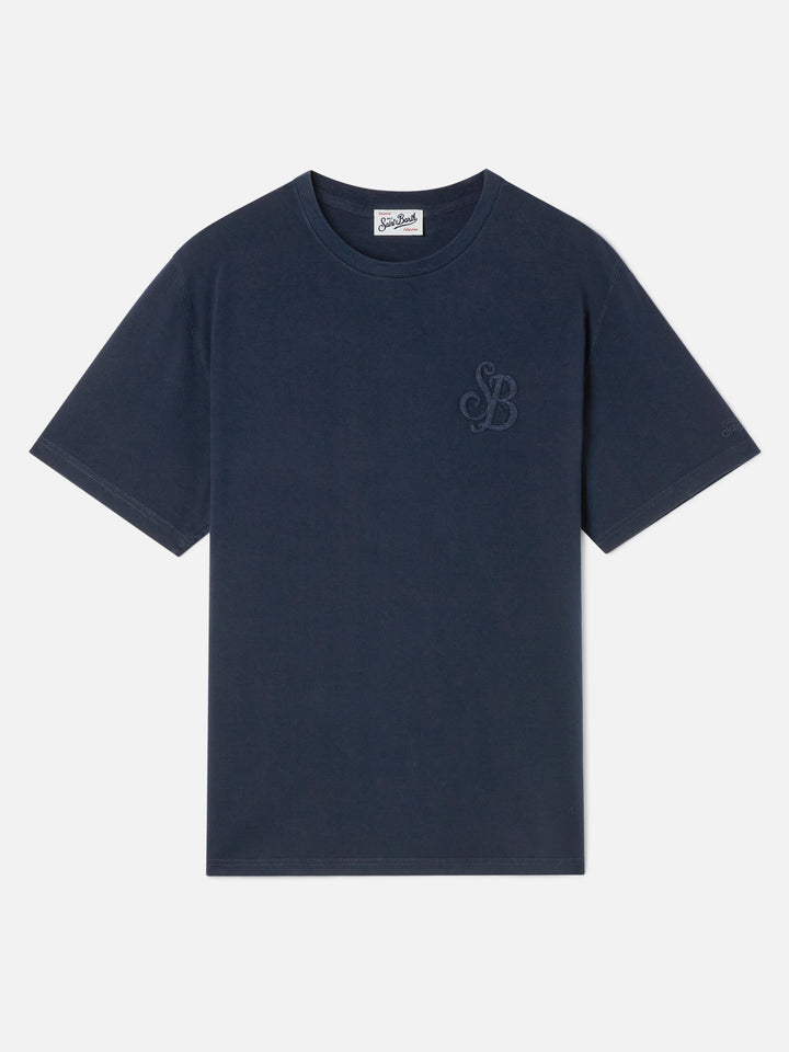 Camiseta de algodón Navy blue Arnott con monograma SB Legacy 