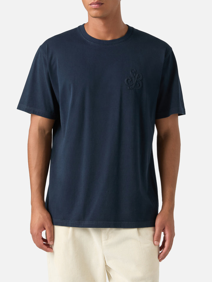 Camiseta de algodón Navy blue Arnott con monograma SB Legacy 