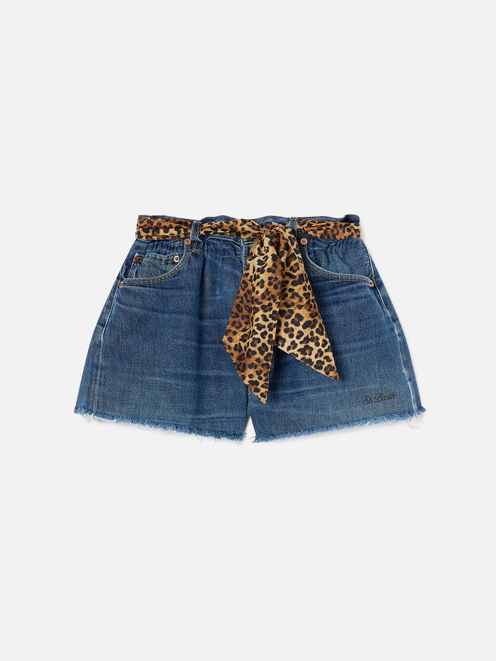 Shorts Arizona de denim con detalles de leopardo 