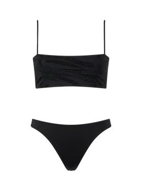 Woman zebra bandeau bikini Athena Naomi with rhinestones