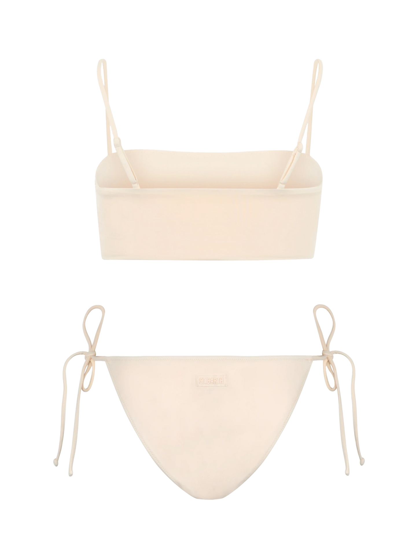 Beiger Bandeau-Bikini Athena Virgo für Damen mit Strasssteinen