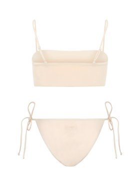 Beiger Bandeau-Bikini Athena Virgo für Damen mit Strasssteinen