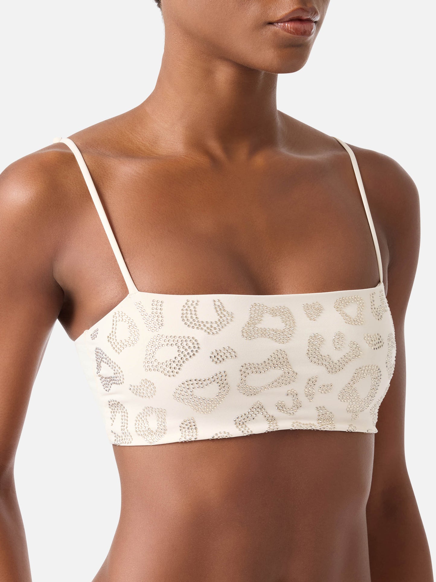 Haut de bikini bandeau Athena animalier avec strass 