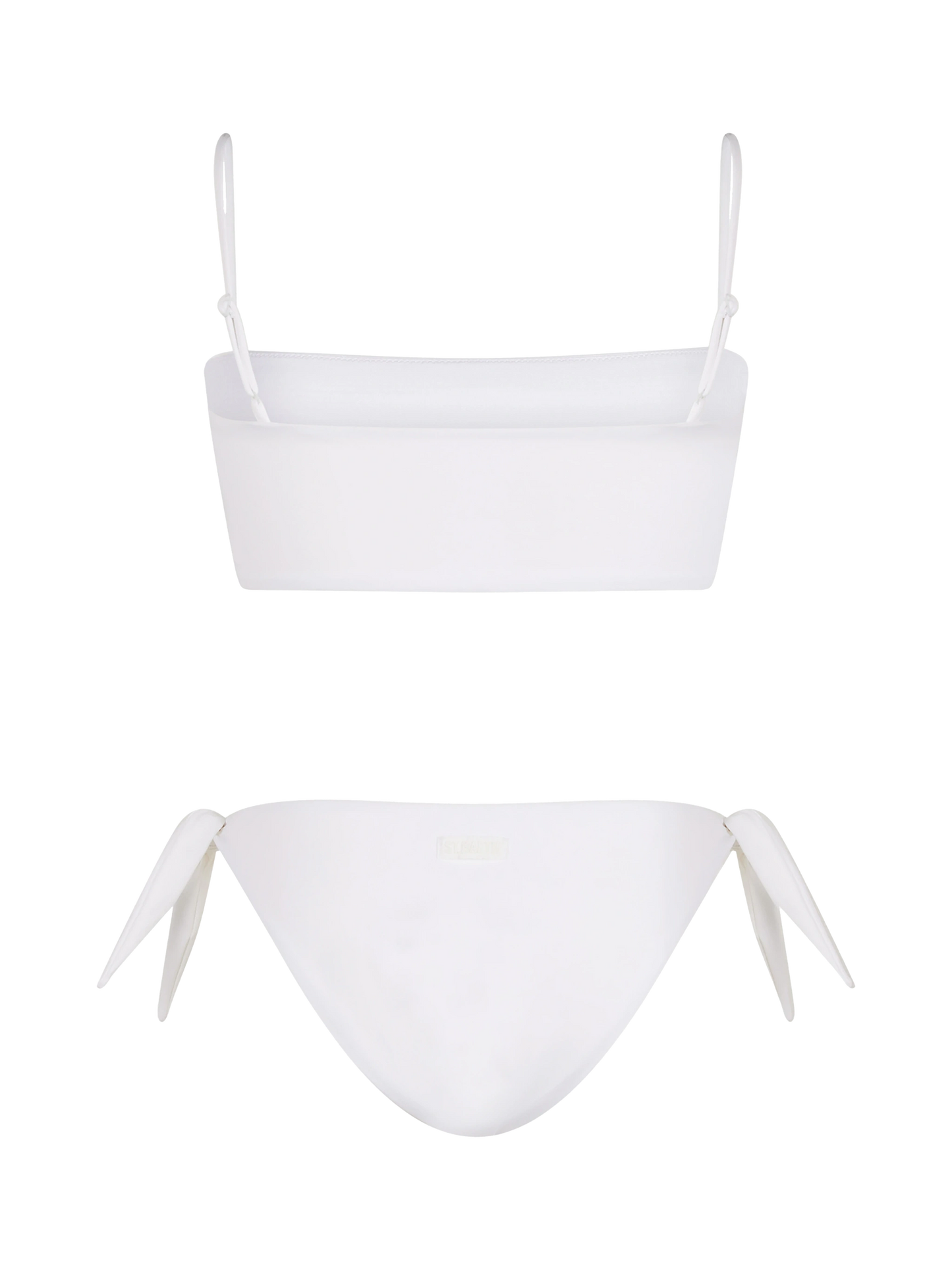 Woman white bandeau bikini Athena Yali with rhinestones