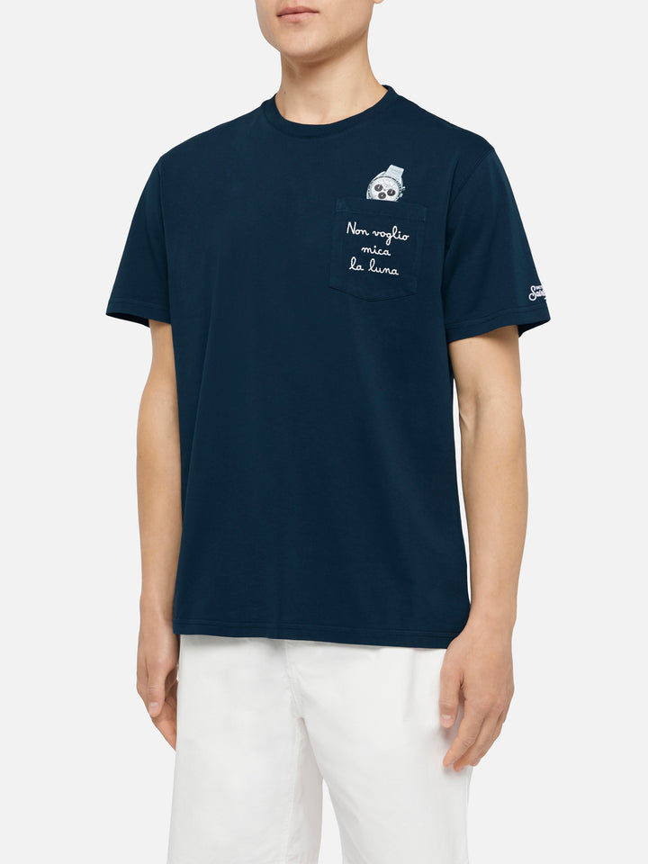 Tshirt in cotone Austin con ricamo e stampa orologio