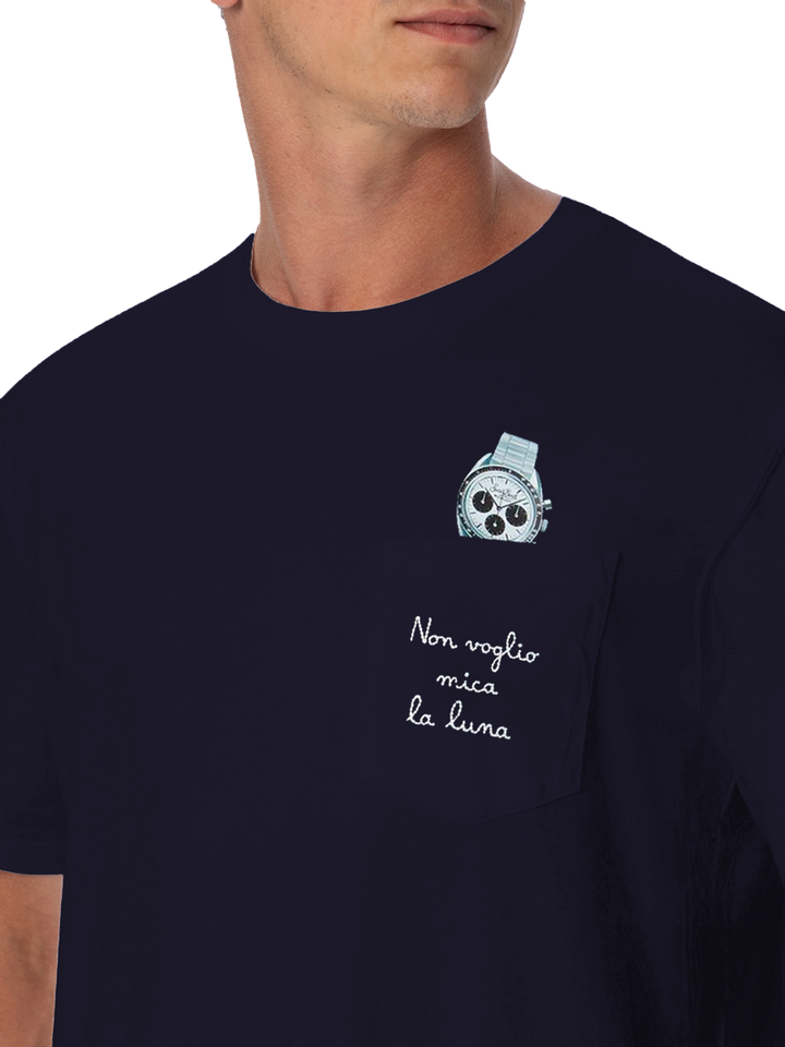 Cotton t-shirt Austin with embroidery and watch print