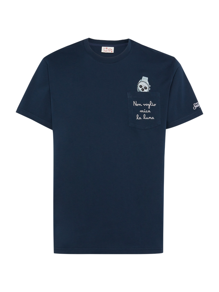 Cotton t-shirt Austin with embroidery and watch print