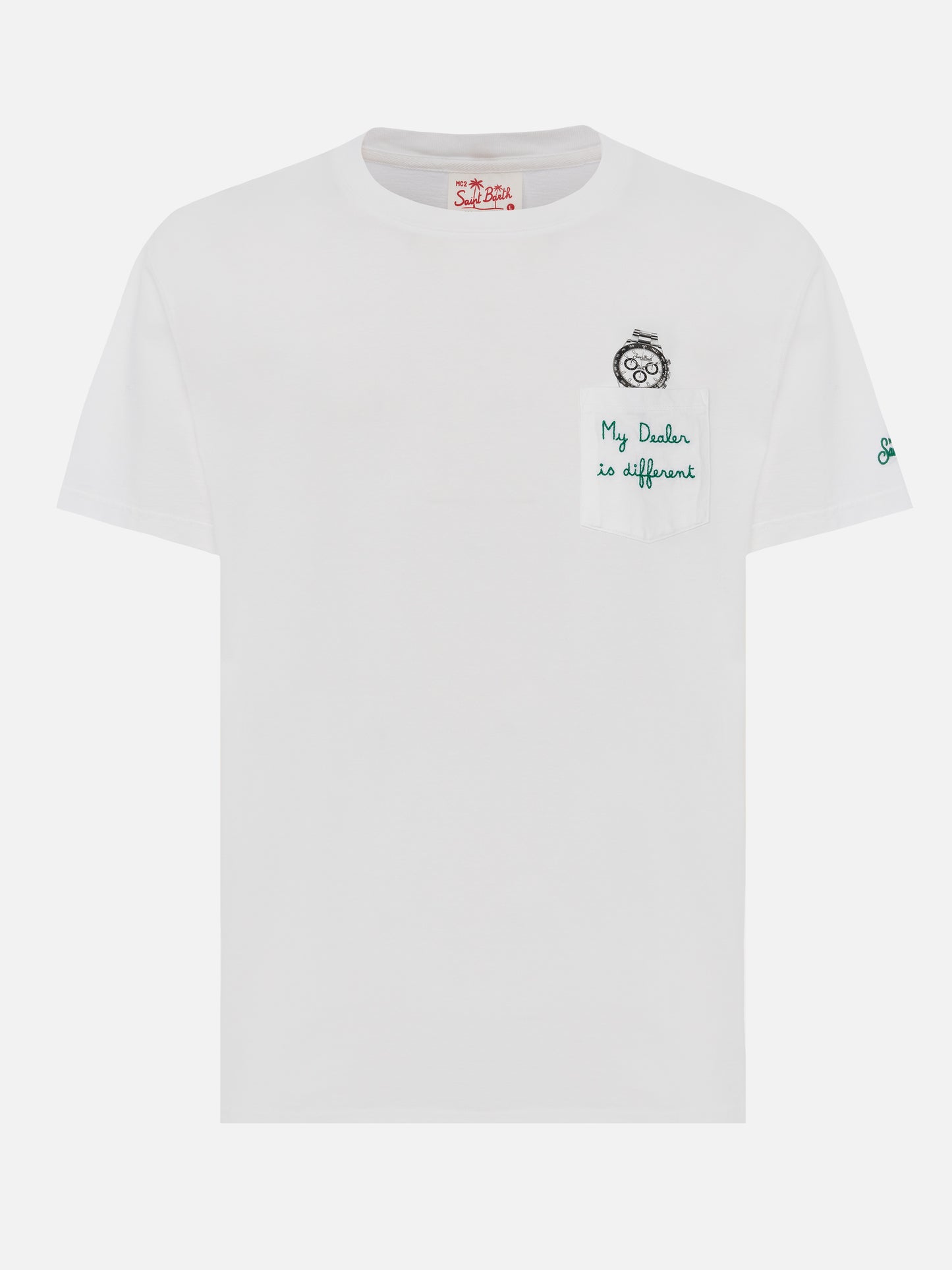 Cotton t-shirt Austin with embroidery and watch print