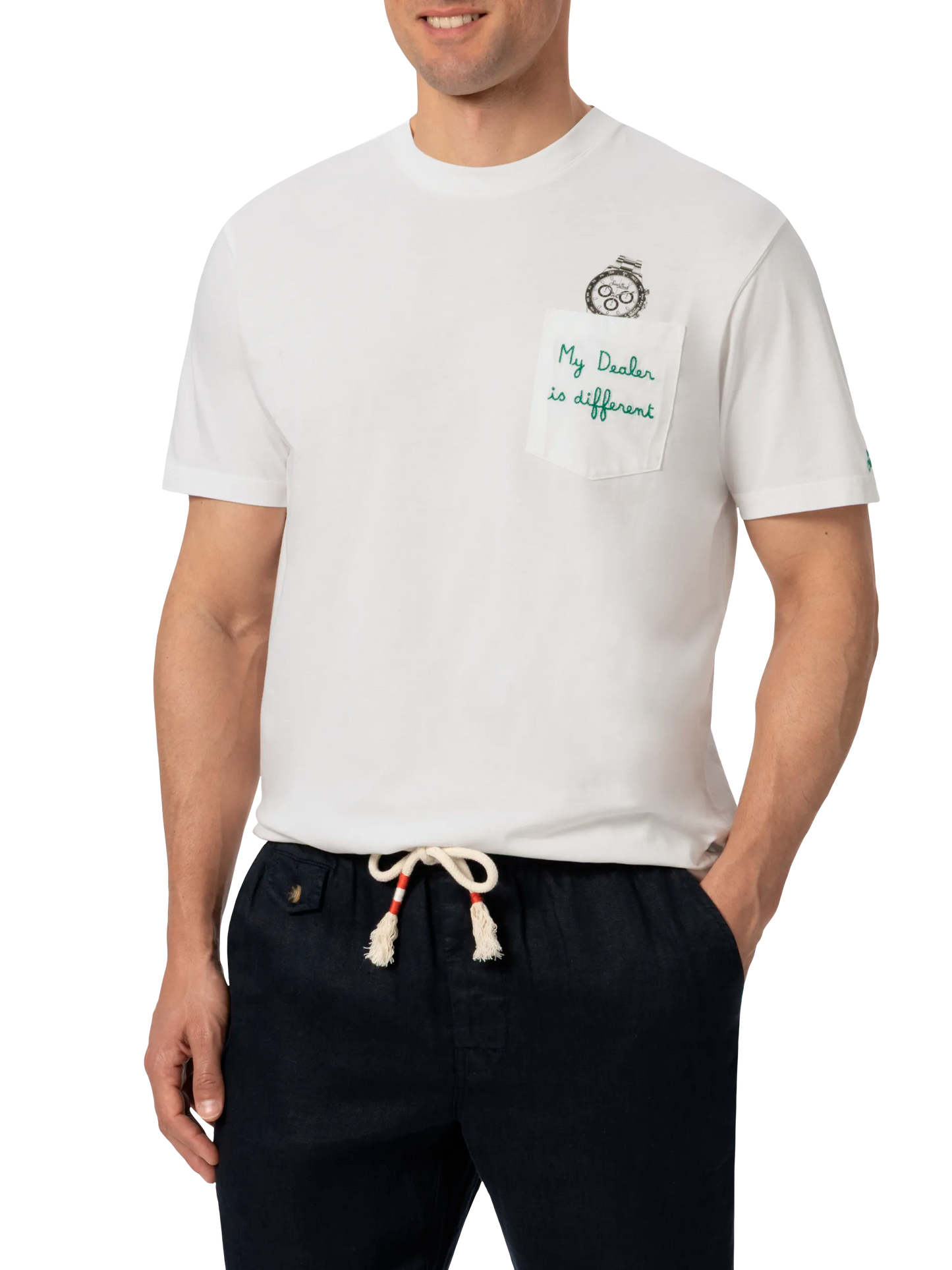 Cotton t-shirt Austin with embroidery and watch print