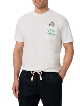Cotton t-shirt Austin with embroidery and watch print