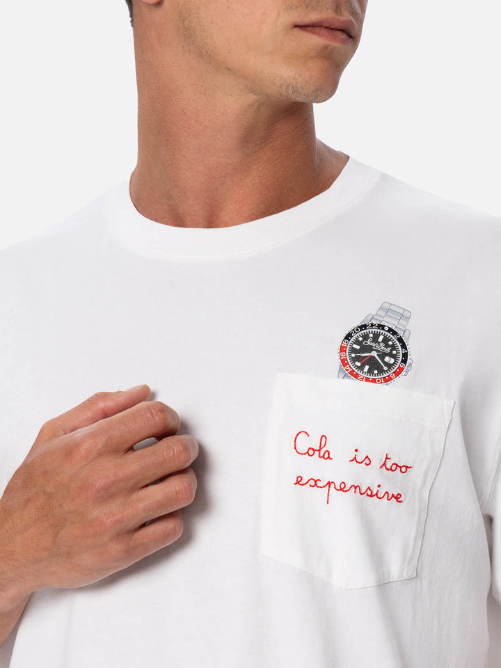 Tshirt in cotone Austin con ricamo e stampa orologio