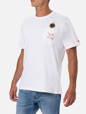 Baumwoll-T-Shirt Austin mit Stickerei und Uhrendruck