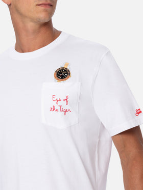 Baumwoll-T-Shirt Austin mit Stickerei und Uhrendruck