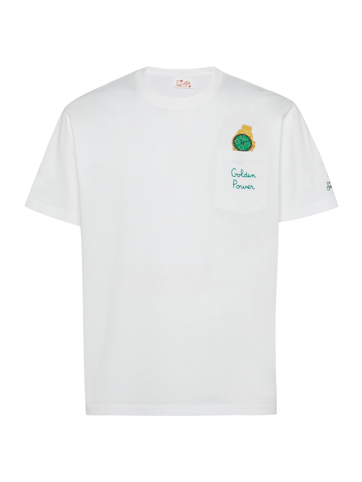 Baumwoll-T-Shirt Austin mit Stickerei und Uhrendruck