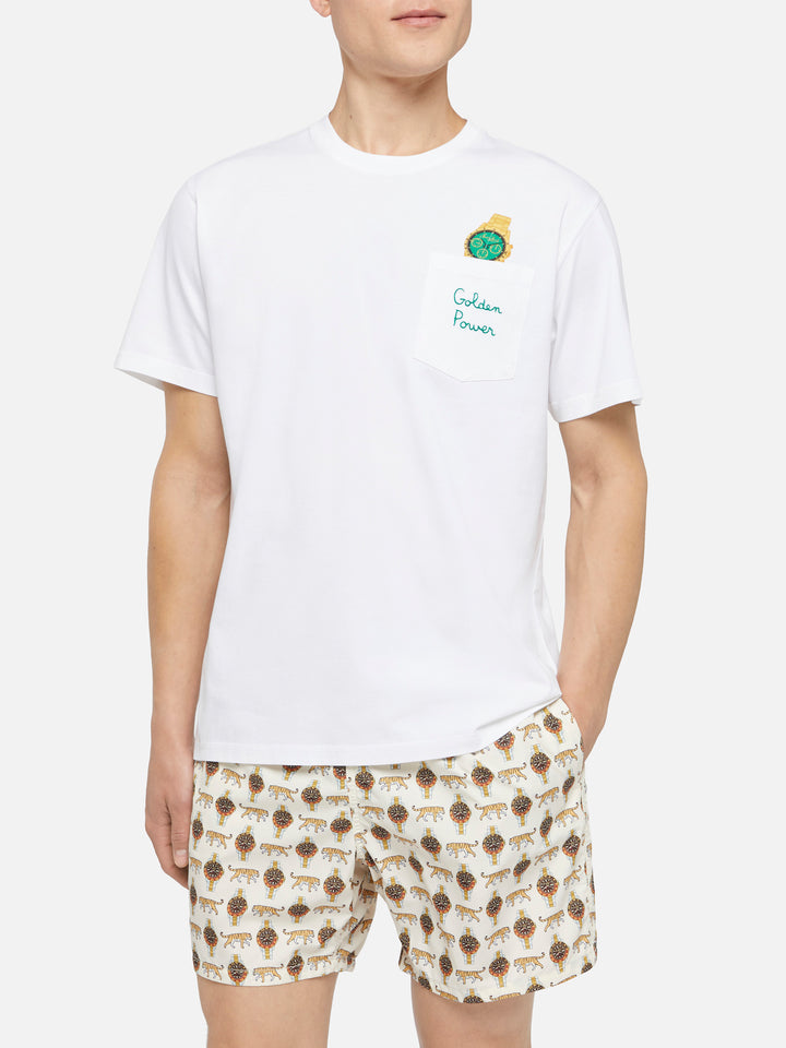 Tshirt in cotone Austin con ricamo e stampa orologio