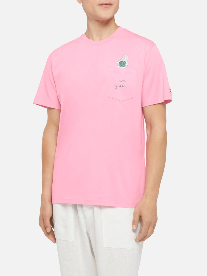 Tshirt in cotone Austin con ricamo e stampa orologio