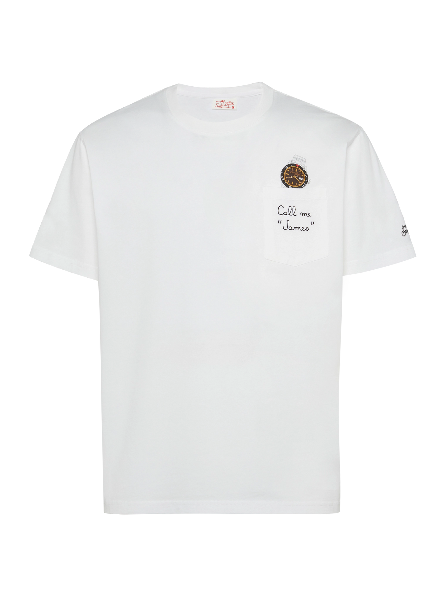 Cotton t-shirt Austin with embroidery and watch print - MC2 Saint Barth