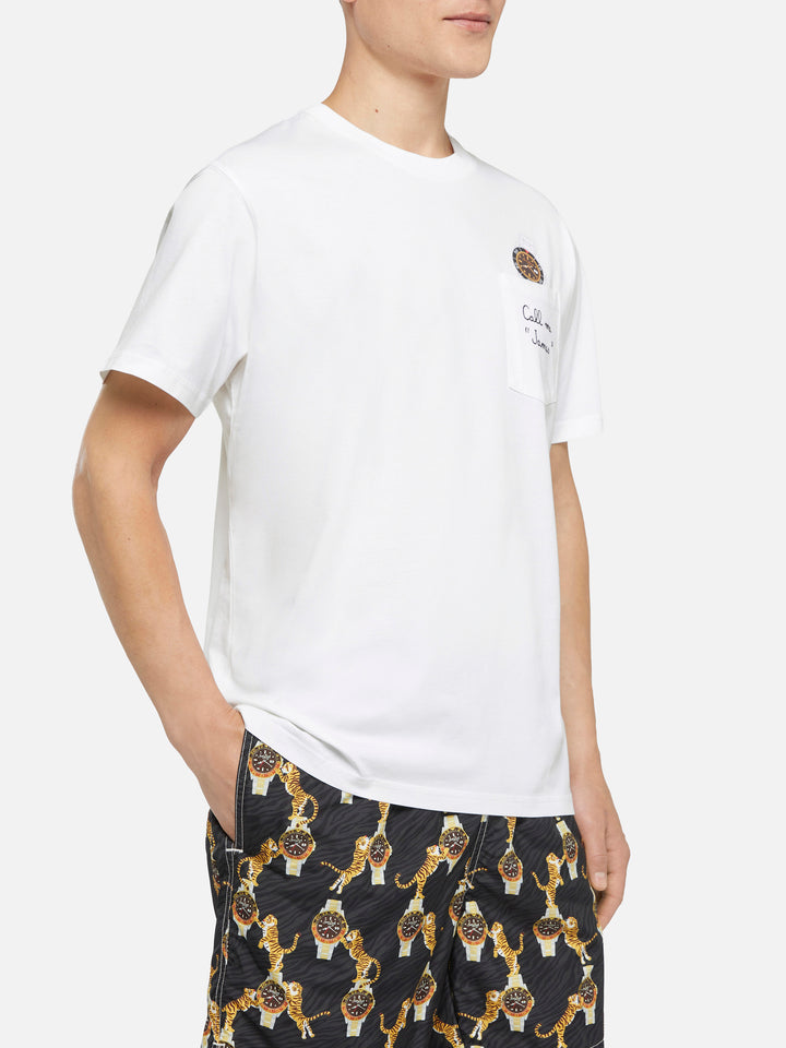 Baumwoll-T-Shirt Austin mit Stickerei und Uhrendruck