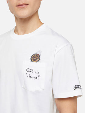 Cotton t-shirt Austin with embroidery and watch print - MC2 Saint Barth
