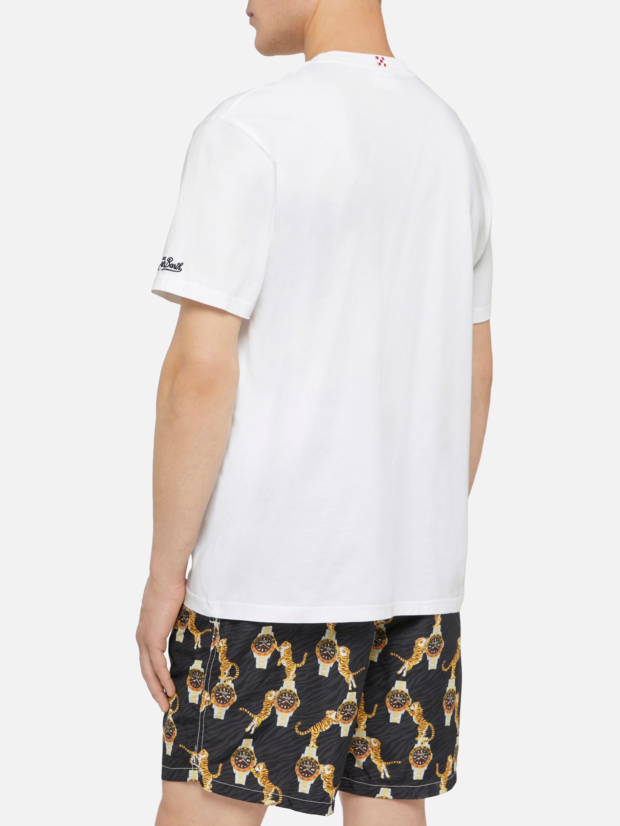 MC2 SAINT BARTH Austin cotton T-shirt エムシーツー Cotton t-shirt Austin with embroidery and watch print – MC2