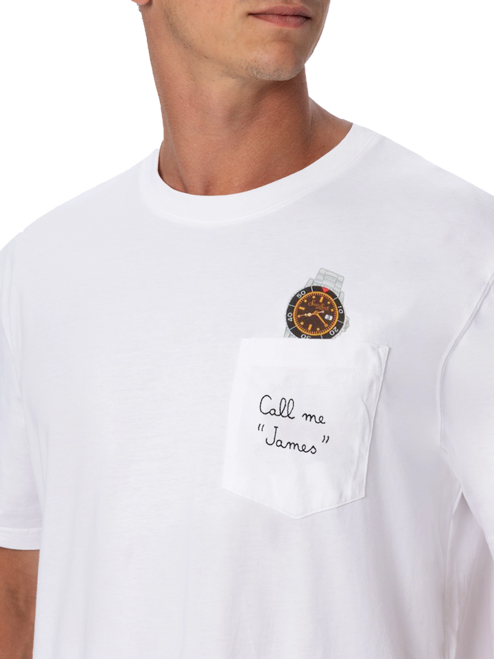 Cotton t-shirt Austin with embroidery and watch print