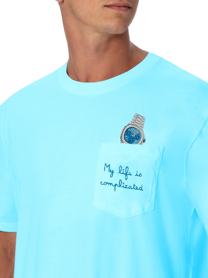 Cotton t-shirt Austin with embroidery and watch print