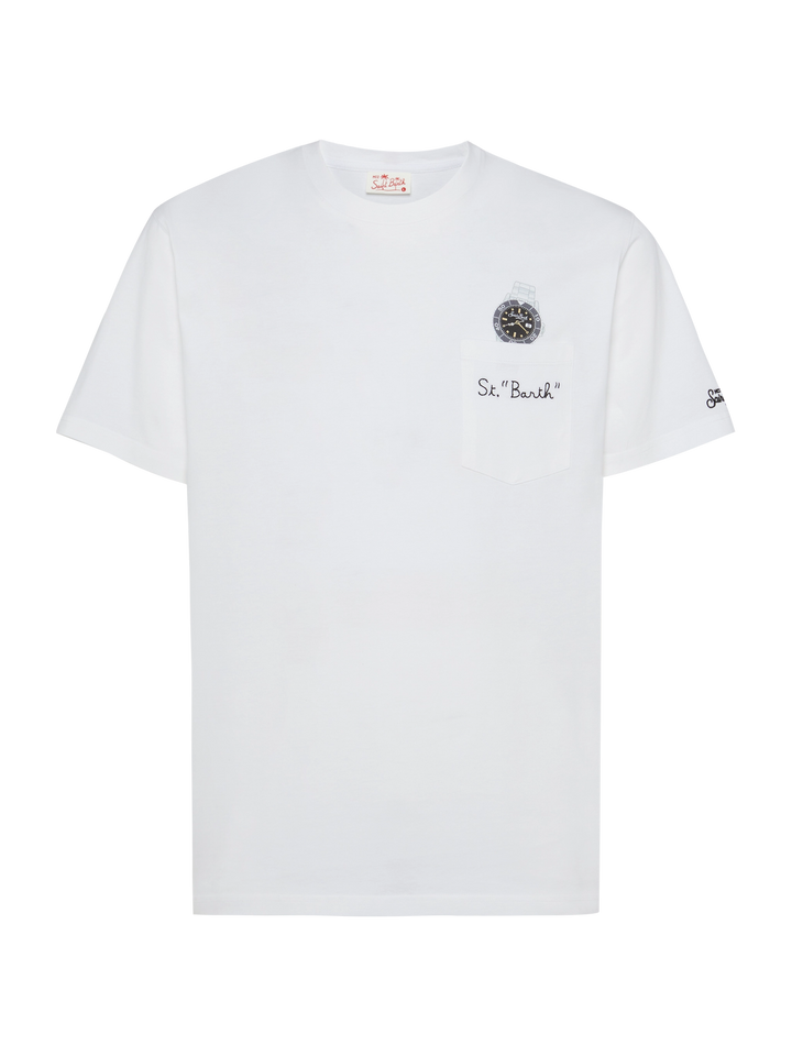 Cotton t-shirt Austin with embroidery and watch print