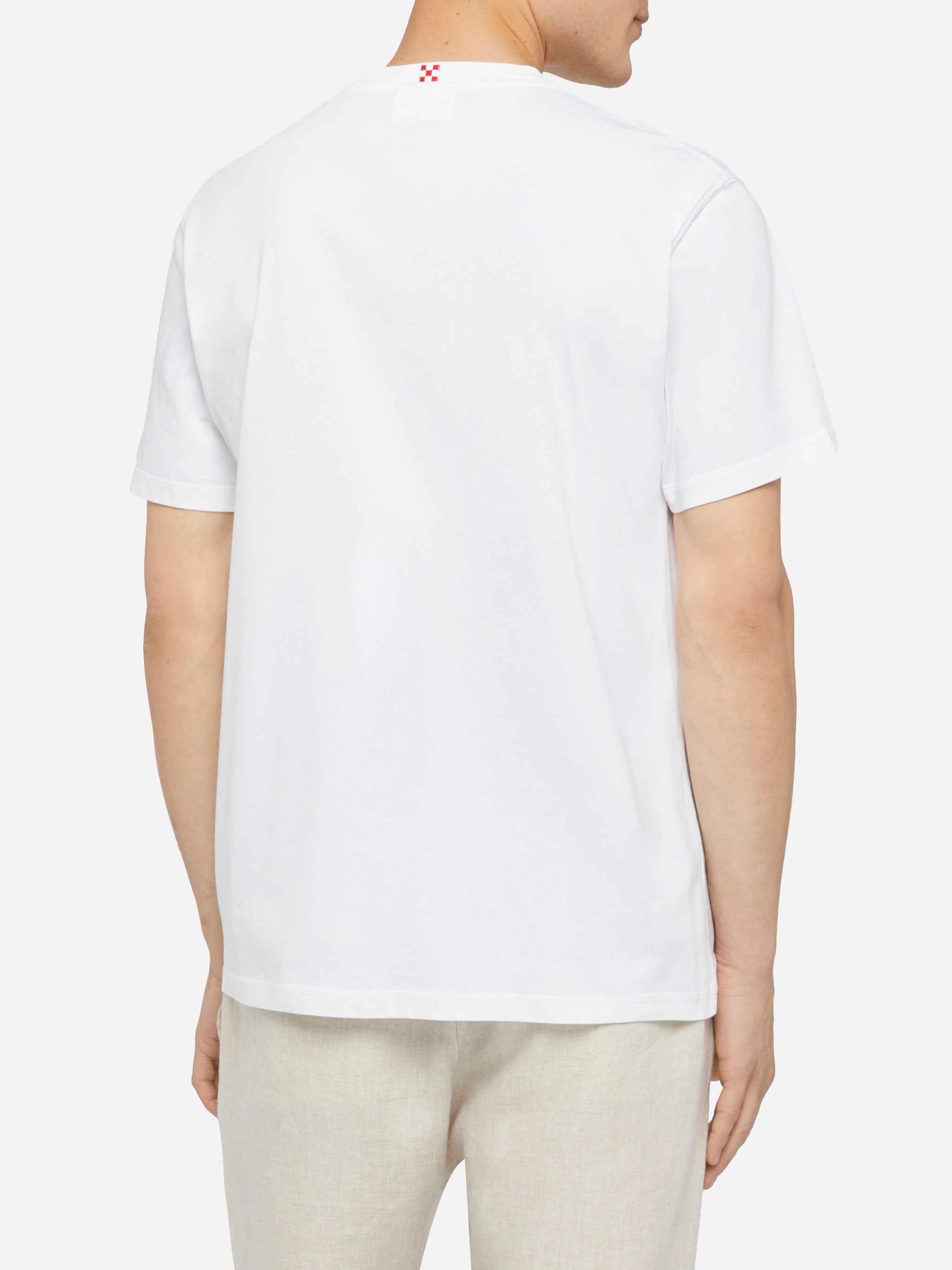 Tシャツ・カットソー MC2 SAINT BARTH Austin cotton T-shirt Bianco Cotton t-shirt Austin with embroidery and watch print – MC2
