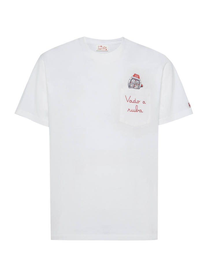 Cotton t-shirt Austin with embroidery and watch print