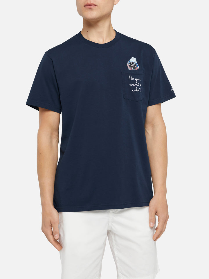Tshirt in cotone Austin con ricamo e stampa orologio