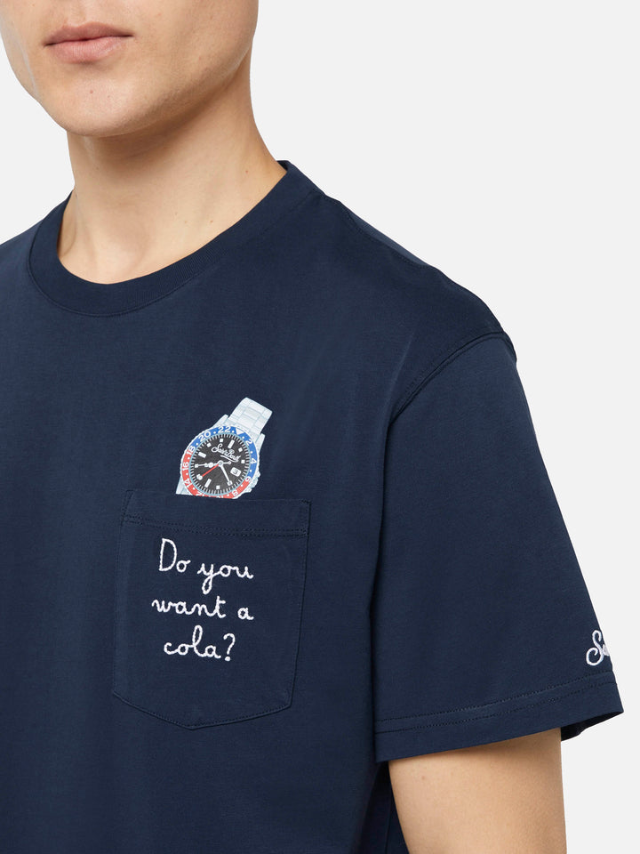 Tshirt in cotone Austin con ricamo e stampa orologio