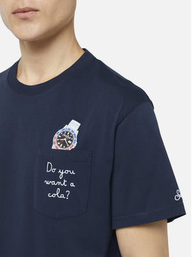 Cotton t-shirt Austin with embroidery and watch print