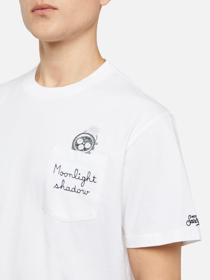Baumwoll-T-Shirt Austin mit Stickerei und Uhrendruck