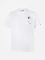 Man cotton t-shirt Austin with watch print and embroidery